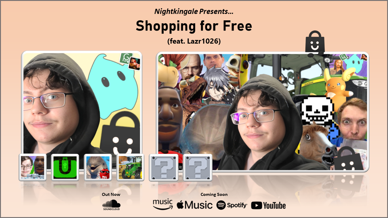 The promotional art for the release of "Shopping for Free."