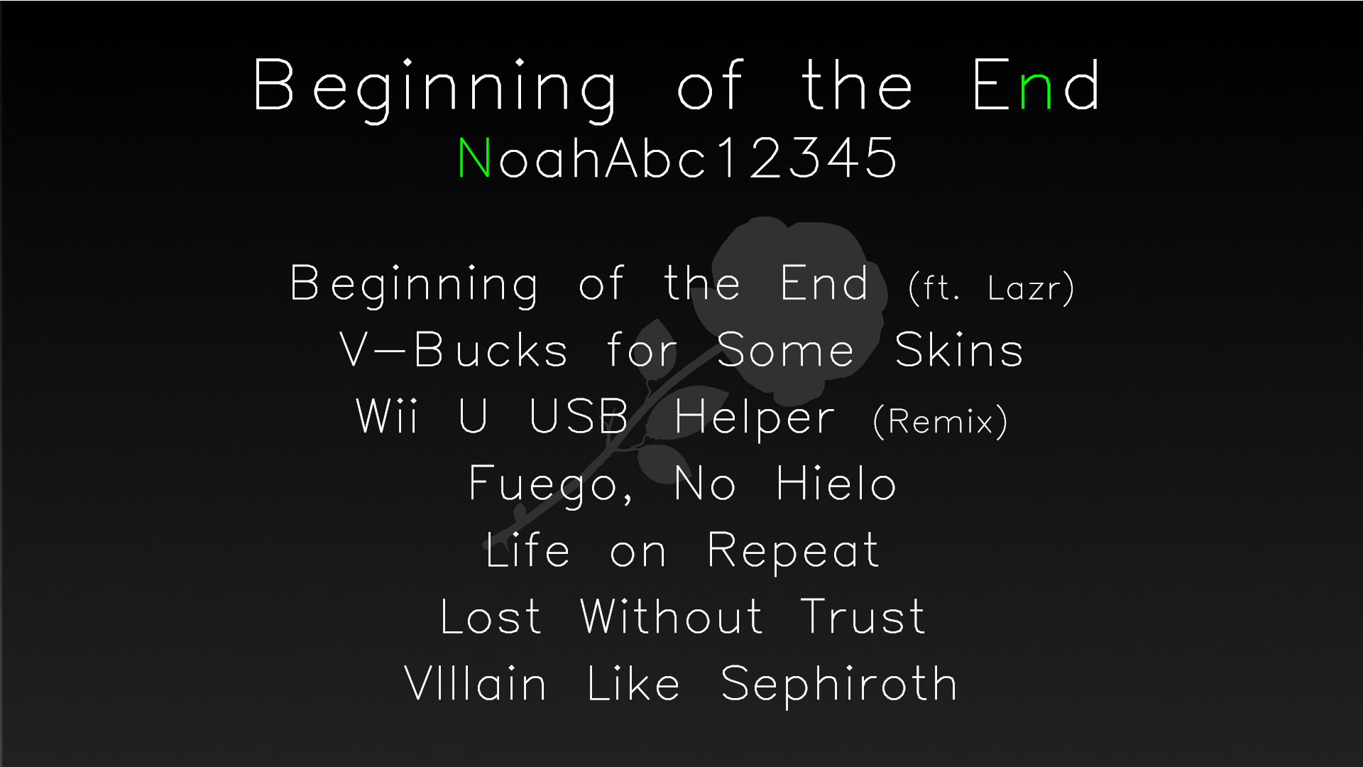 The tracklist for the scrapped Beginning of the End album.