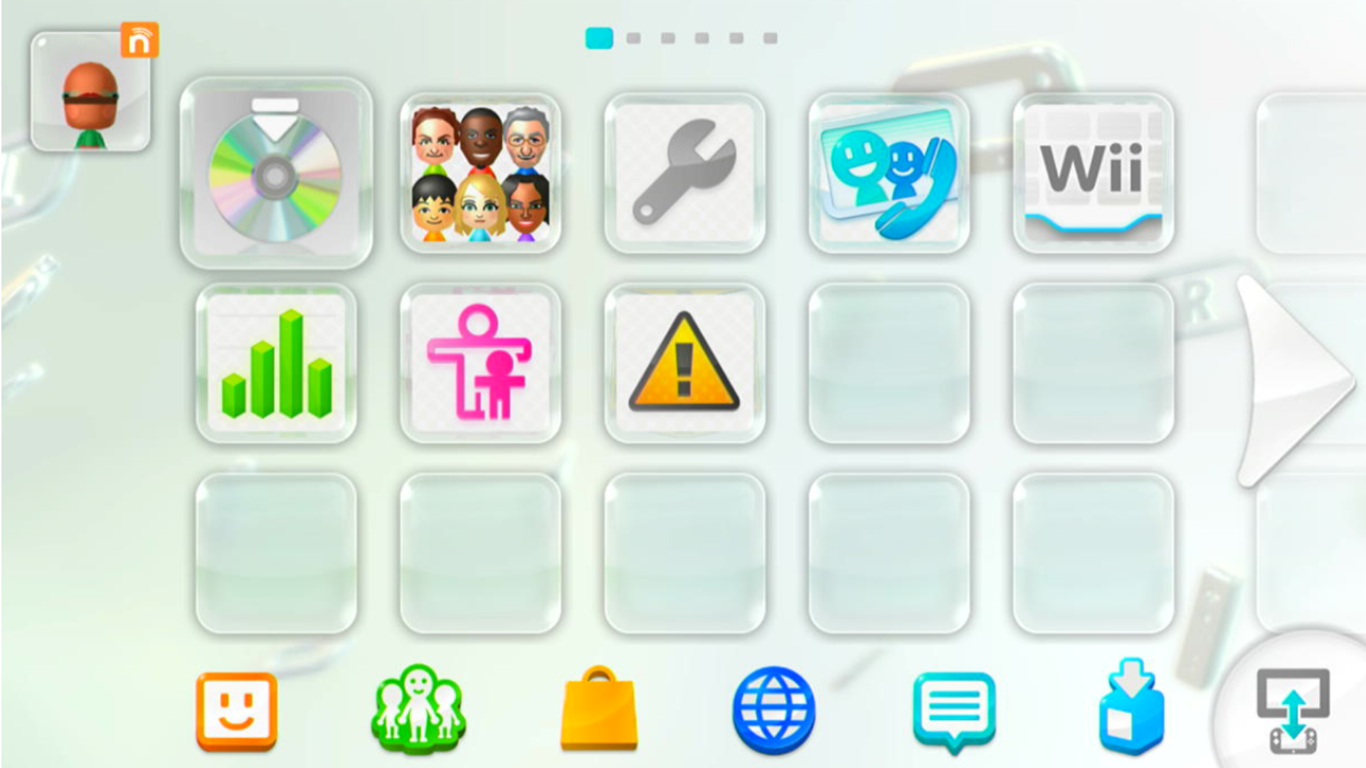 A picture taken of the current Wii U Menu.